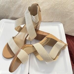 XOXO Shoes Womens Size 10 Tan Velora Block Heel Sandals Zip Back‎ Dress XO231141